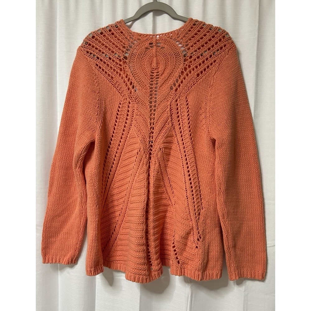 Soft Surroundings Cardigan Sweater Open Knit Coral Orange Womens 1X - Picture 4 of 5